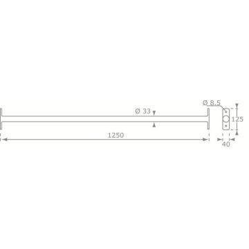 Duikelstang 125 cm RVS | Afmetingen