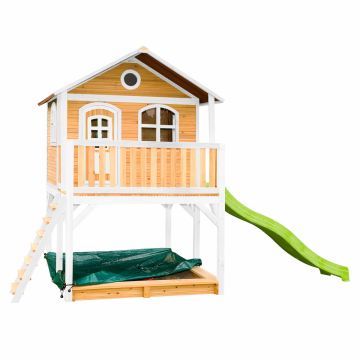 Houten Speelhuis AXI Marc-Bruin Wit-Limoen groen Hoofdfoto