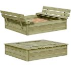 Houten zandbak 120 x 120 x 25 met bankjes