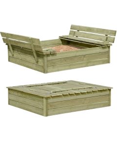 Houten zandbak 120 x 120 x 25 met bankjes