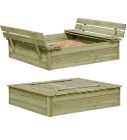 Houten zandbak 120 x 120 x 25 met bankjes