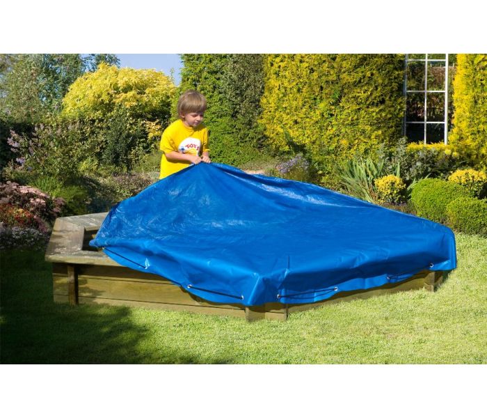 Zandbak afdekking blauw zeshoekig 230 cm