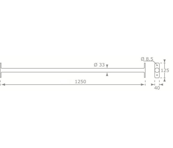 Duikelstang 125 cm RVS | Afmetingen