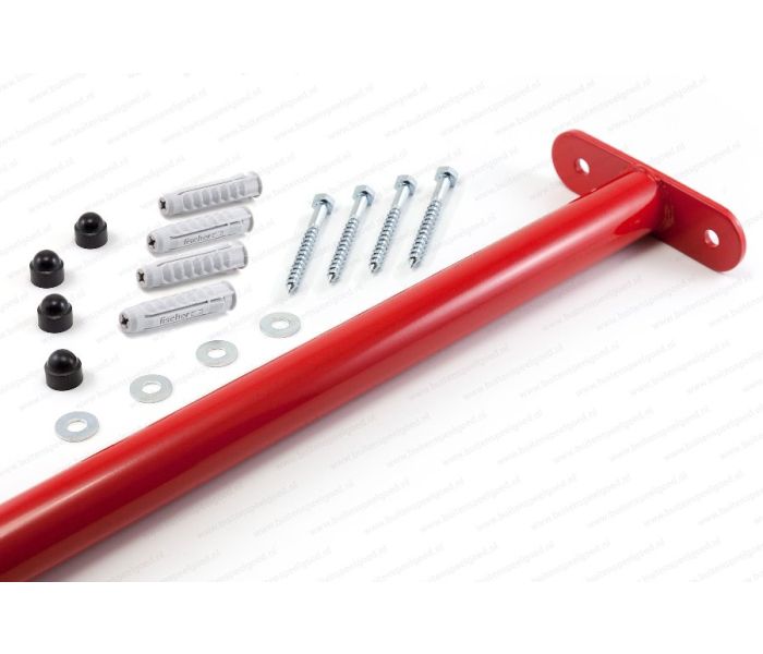 Duikelstang 125 cm metaal rood met bevestigingsmaterialen