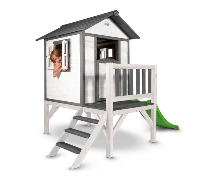 Houten speelhuis Sunny Lodge XL Grijs/Wit